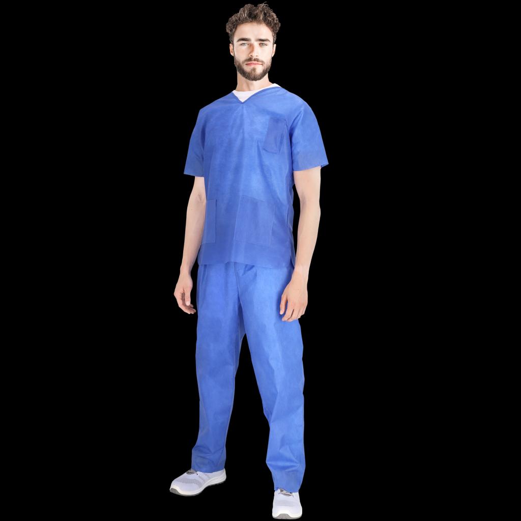 Vienkartinis higieninis rūbų komplektas VISIT SET, mėlynos spalvos