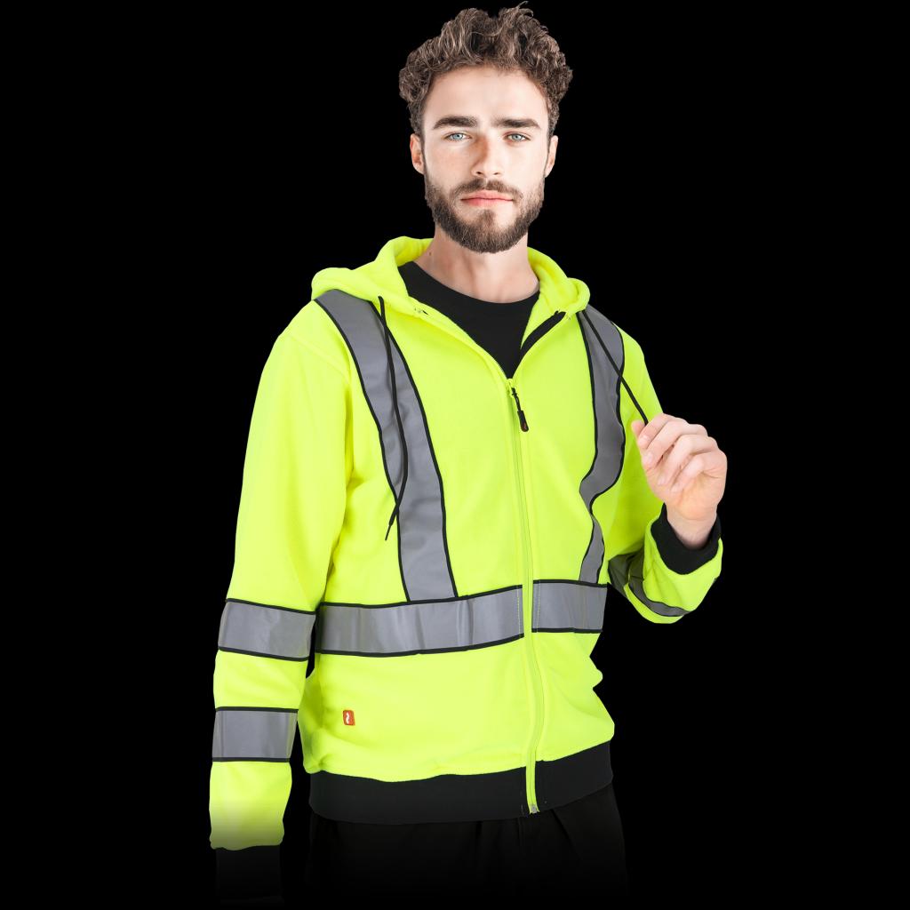 Signalinis džemperis LUMINO su kapišonu, geltonas