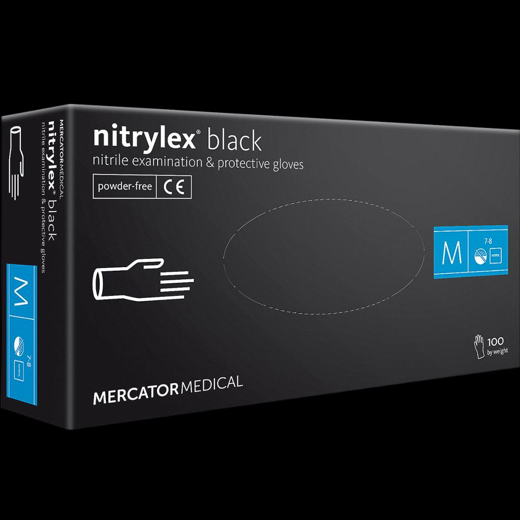 Nitrilinės pirštinės MERCATOR MEDICAL NITRYLEX BLACK (100 vienetų)
