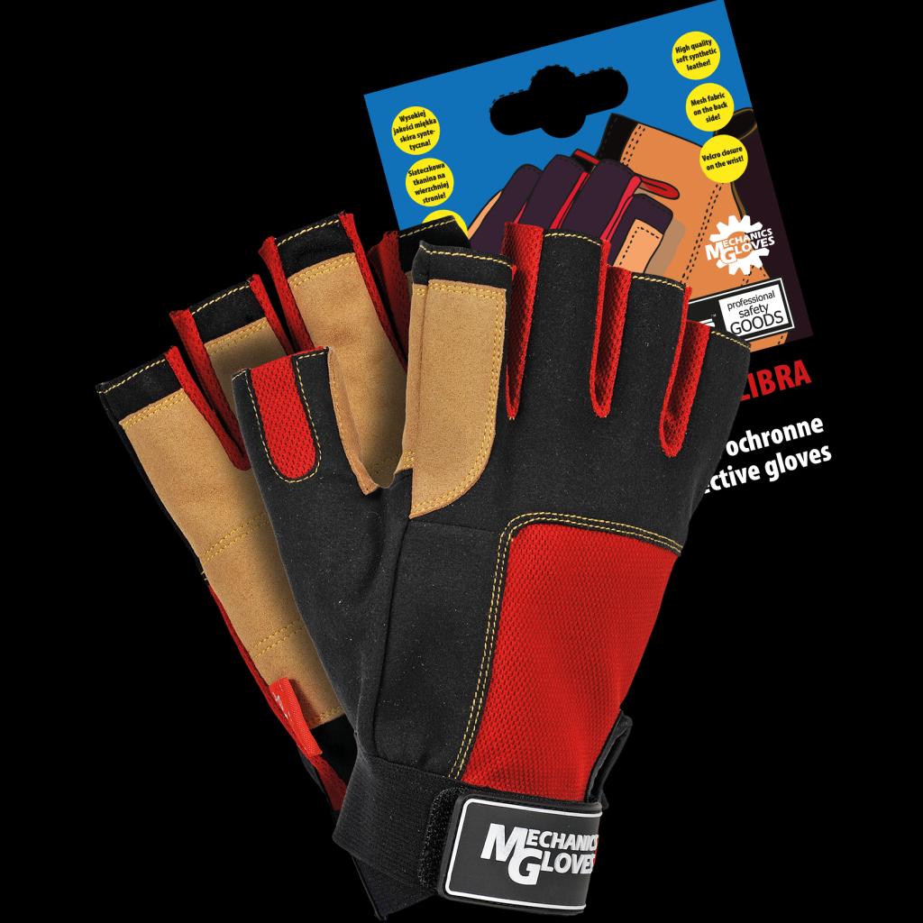 Pirštinės darbui LIBRA, be pirštų, sintetinė oda ir kvėpuojanti medžiaga