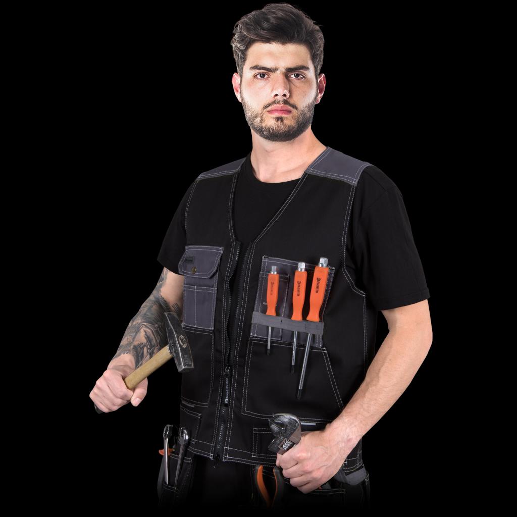 Darbo liemenė POKER, su daug skirtingo dydžio kišenių