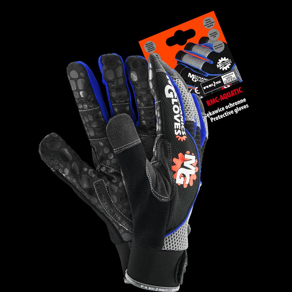Aukštos kokybės medžiaginės pirštinės MECHANICS AQUATIC XL, su Amara odos intarpais