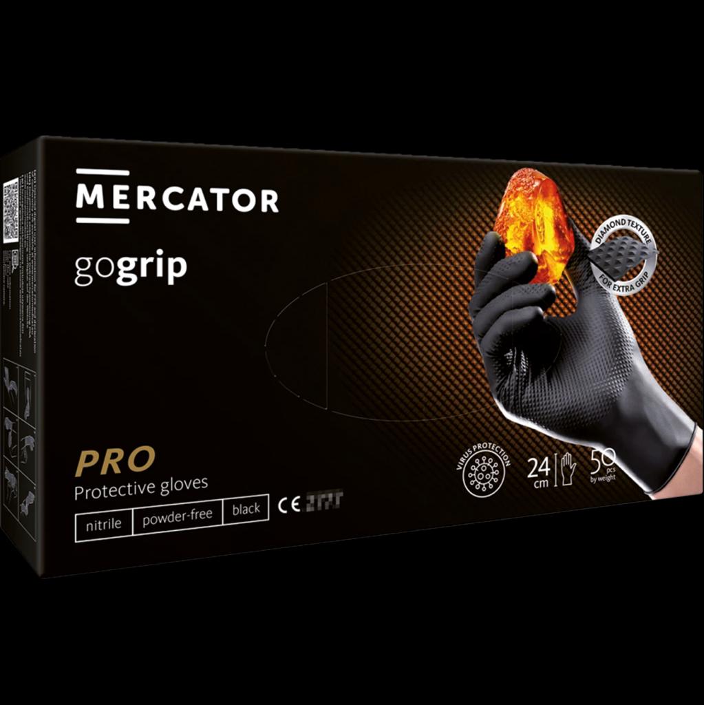 Aukštos kokybės nitrilinės pirštinės MERCATOR GOGRIP PRO (50 vienetų), be pudros