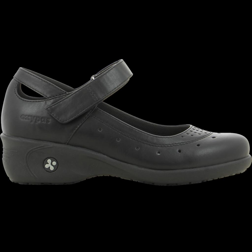 Odiniai moteriški bateliai darbui OLIVE 01 ESD SRC, su neslidžiu padu, juoda spalva