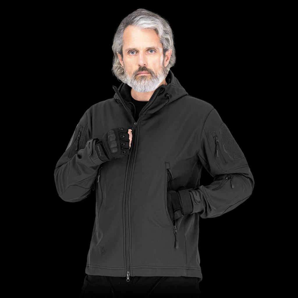 Vyriška 3-jų sluoksnių taktinė striukė MOSS, juodos spalvos