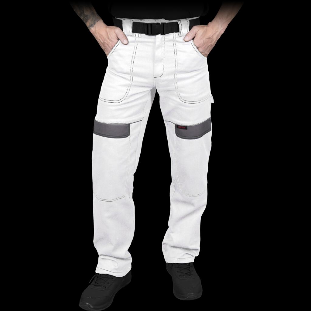 Medvilninės darbo kelnės CORTON, baltos spalvos