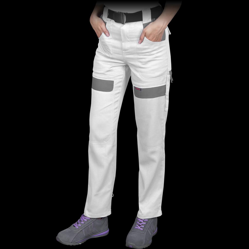 Tvirtos medvilninės moteriškos kelnės CORTON, baltos spalvos