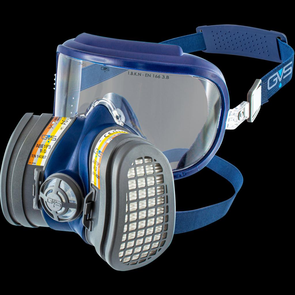 daugkartinio naudojimo kaukė su integruotais akiniais GVS SPR583, su keičiamais ABE1-P3 RD kombinuotais filtrais
