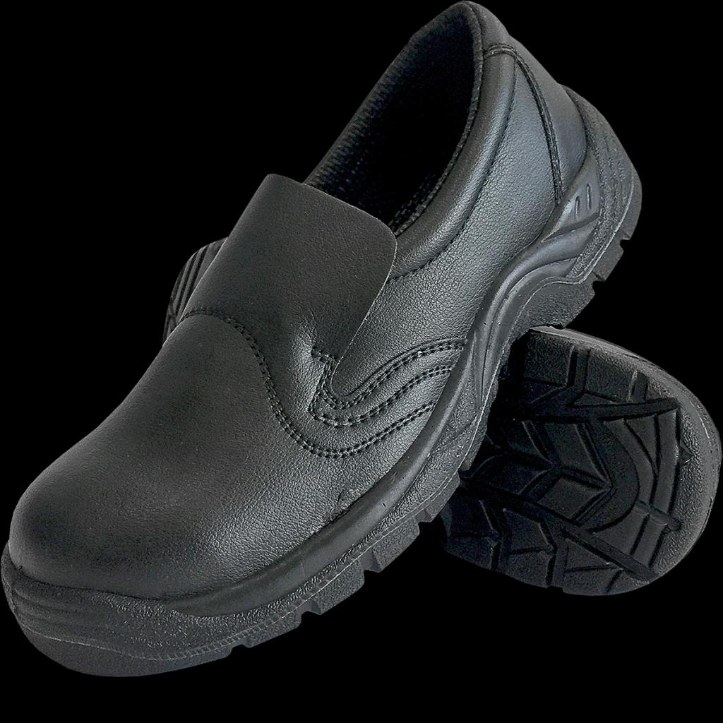 Patogūs odiniai profesiniai sandalai darbui FOD SB, su pirštų apsauga, juodos spalvos