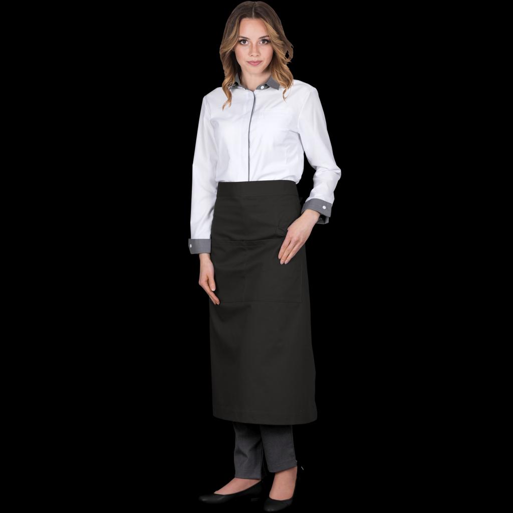 Klasikinė prijuostė GRETO 75x80, su kišenėmis, juodos spalvos