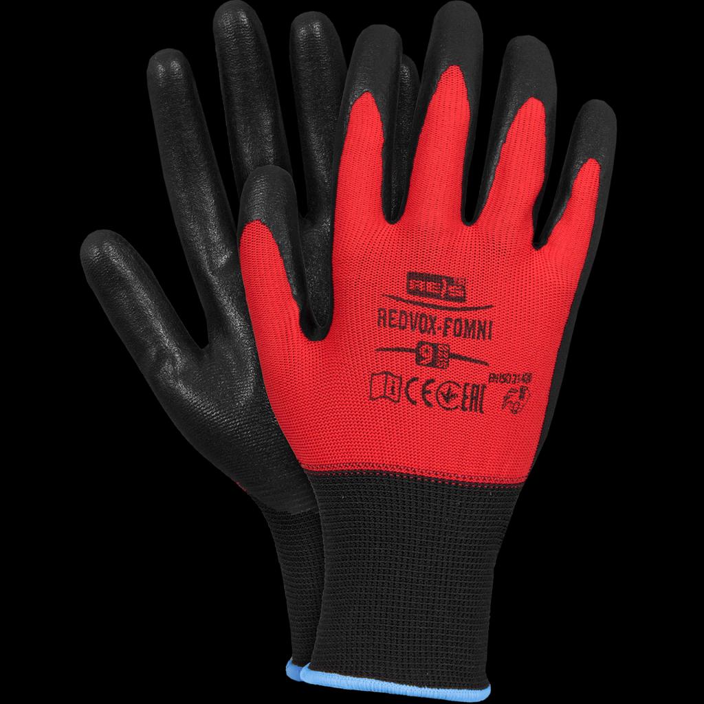 Lateksu aplietos darbo pirštinės VOX red (12 porų)