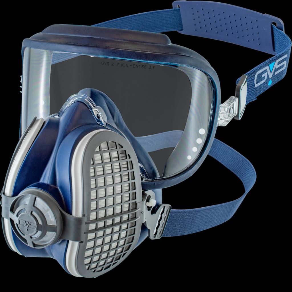 Daugkartinio naudojimo apsauginė kaukė su integruotais akiniais GVS SPR 407, su keičiamais P3 klasės filtrais