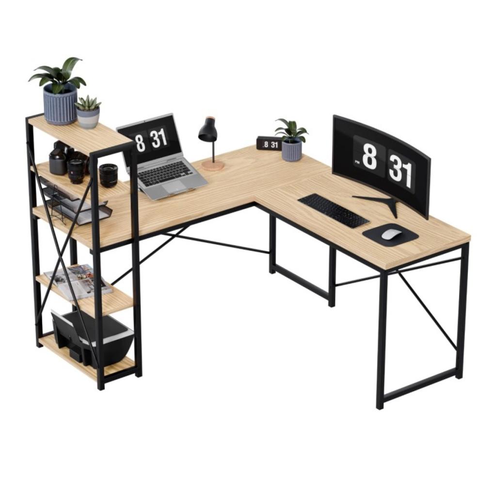 Kampinis rašomasis stalas su lentynomis Leader 5,9 Ąžuolas 145 cm