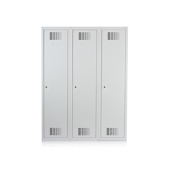 Trijų durelių metalinė persirengimo spintelė su pertvara RIGHT 1200x500x1800